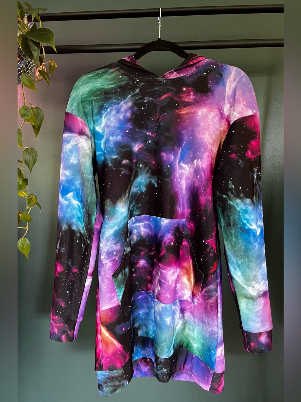 BlackMilk Butterfly Galaxy Hooded Slouchy Tunic with Neon Nebula Accents